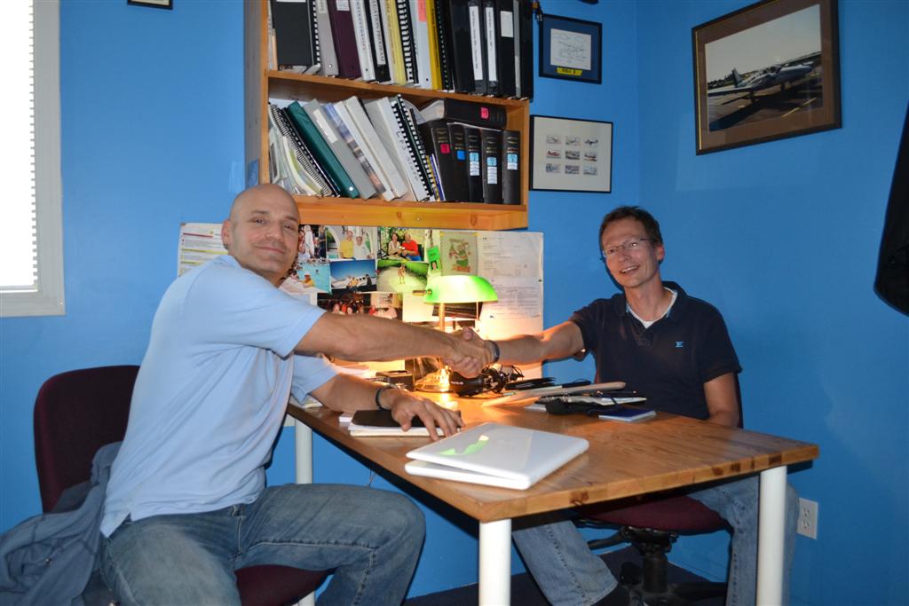 Ulrich Baum with Pilot Examiner Todd Pezer. Langley Flying School.
